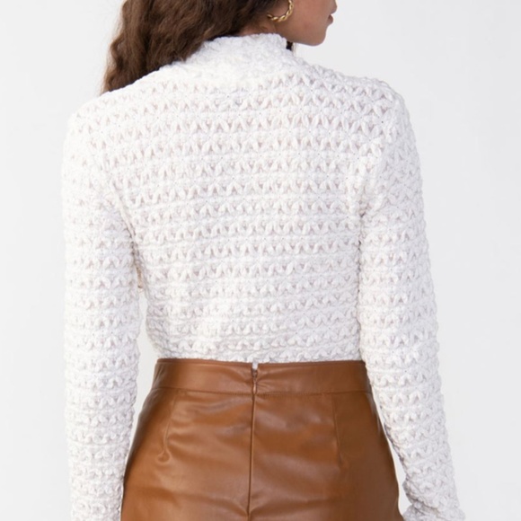 Sanctuary - Lace Mock Neck Top Ivory Size L - Picture 4 of 15